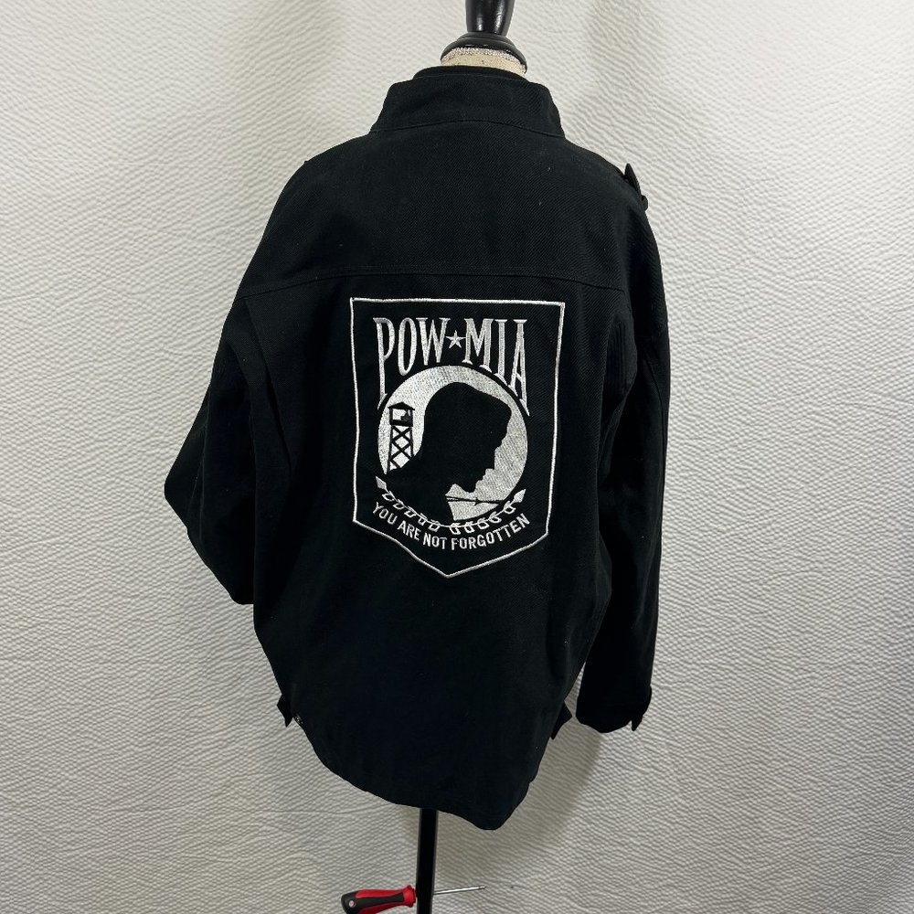 U.S. Services Valiant K&S POW*MIA Black Denim Bomber Jacket & Fleece Vest
